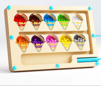 Montessori Magnetic Color Sorting Maze Number Maze Toys Wooden Puzzle Activity Board Fine Motor Toys for Toddlers Boys Girls