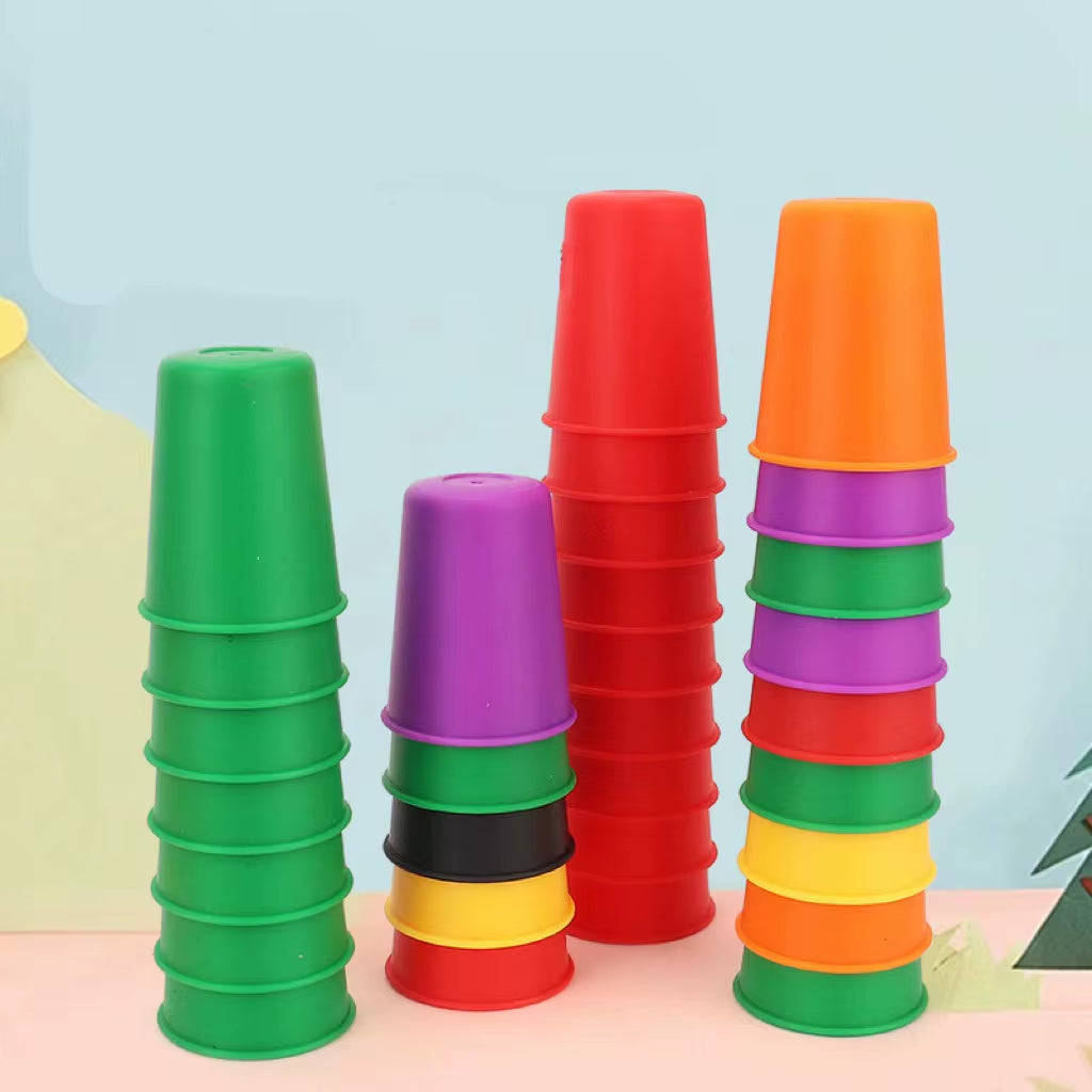 Montessori Toys Mini Stack Cup Game with Card Educational Intellectual Enlightenment Color Cognition Logic Training Children